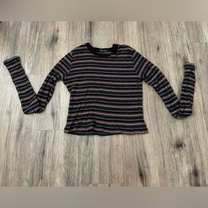 Brandy Melville Cropped Striped Long Sleeve